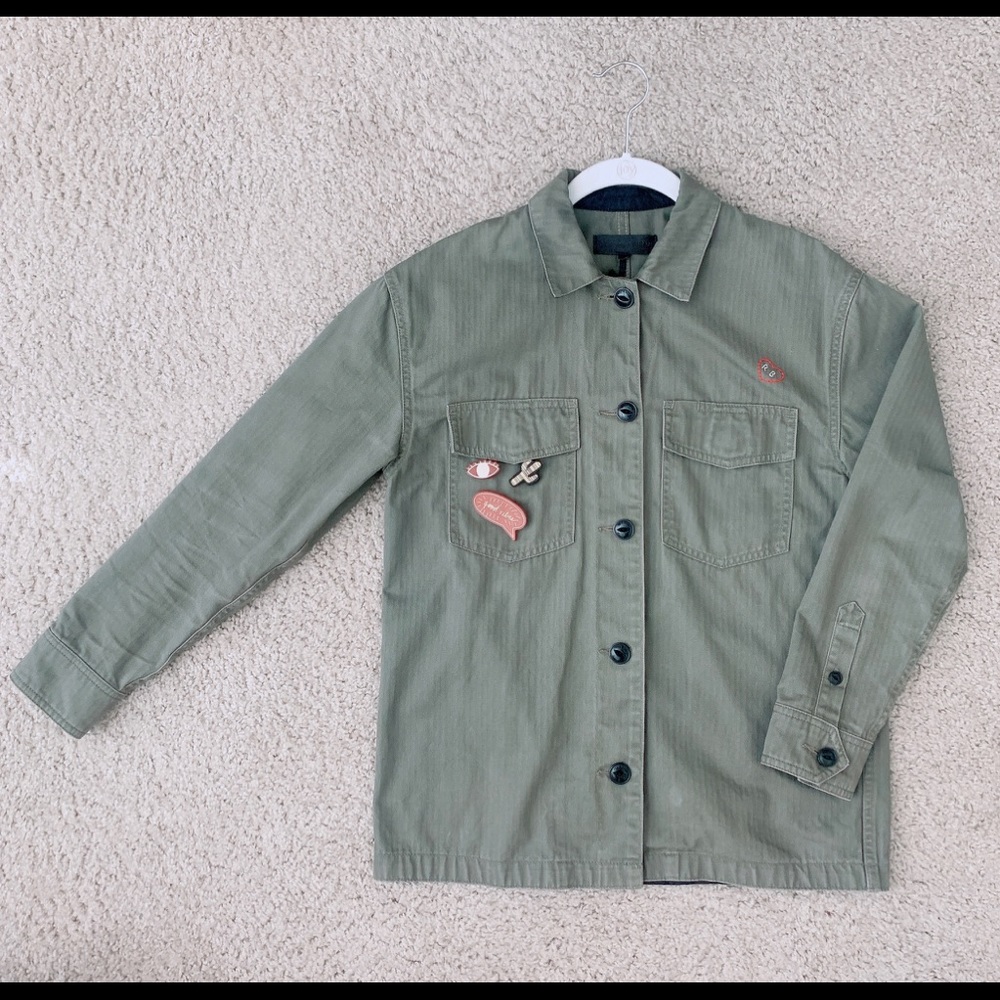 Rag & Bone Utility Army Green Denim Shirt Jacket